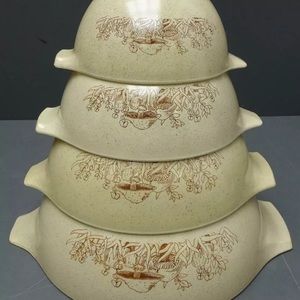 Vintage Pyrex Forrest Fancies Mushroom Bowls.